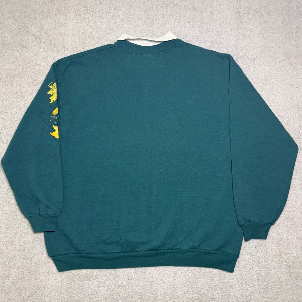 Vintage Gopher Sport Collared Sweatshirt Women’s XL Green Floral Print USA Made - Picture 11 of 11